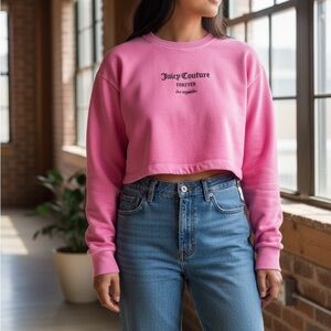 Juicy Couture x Forever 2q pink cropped sweatshirt